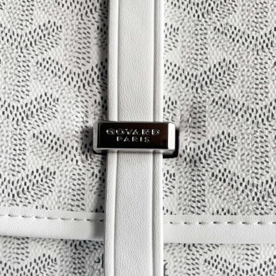 White Goyard bag by Central ae featuring a sleek design and signature pattern, perfect for stylish everyday use.