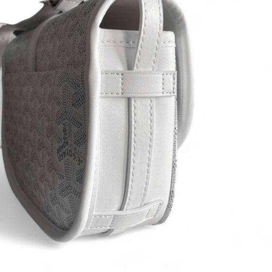 White Goyard bag from Central ae featuring a stylish design and signature logo pattern.