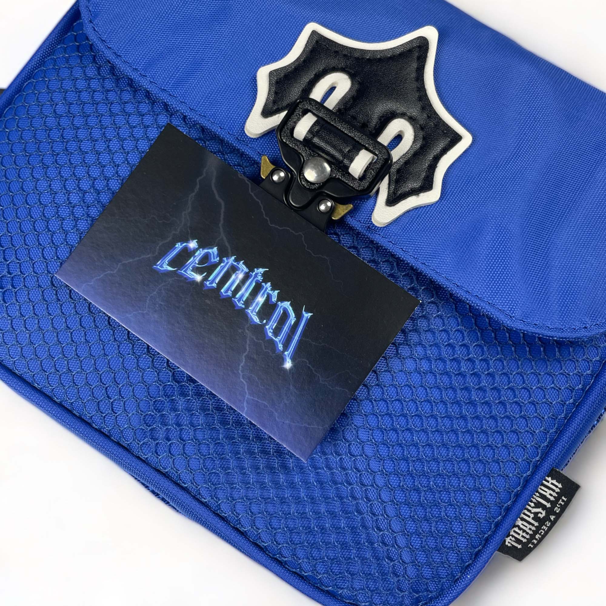 Blue Trapstar Irongate T Crossbody Bag featuring a sleek design and adjustable strap, ideal for everyday use.