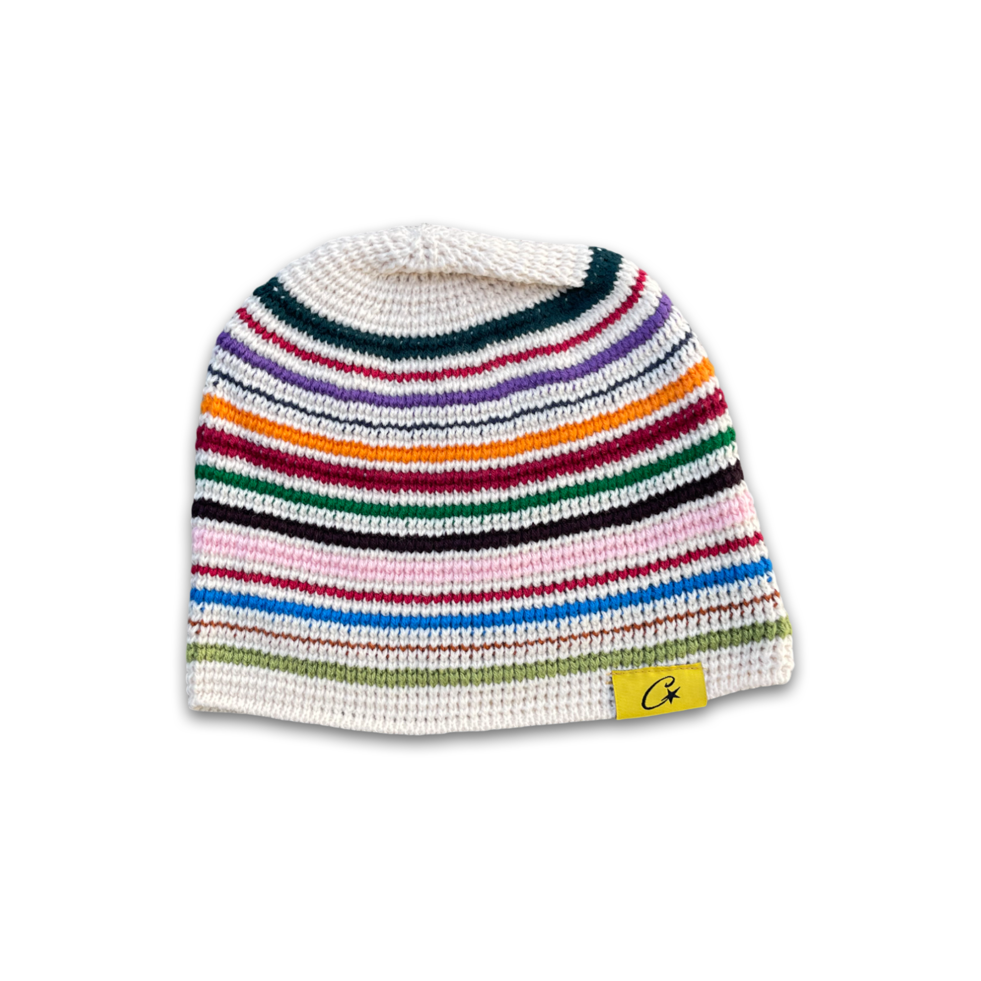 Corteiz Crochet Beanie by Central ae in a cozy design, showcasing intricate crochet patterns and a stylish fit.