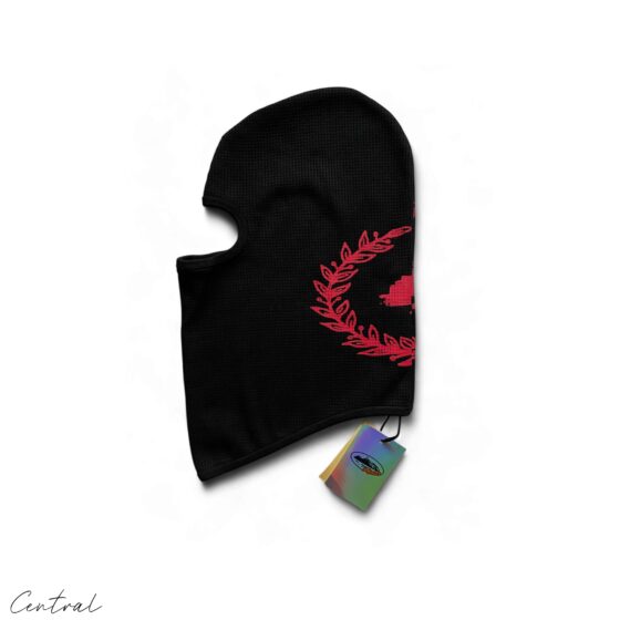 Corteiz x Slaughter Gang 21 Savage balaclava beanie in black with logo detail, showcasing a snug fit and stylish design.