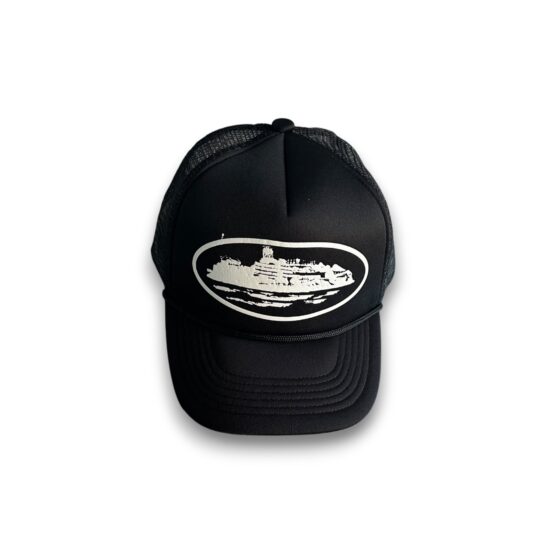Central ae black Corteiz cap with an adjustable strap and embroidered logo on the front.
