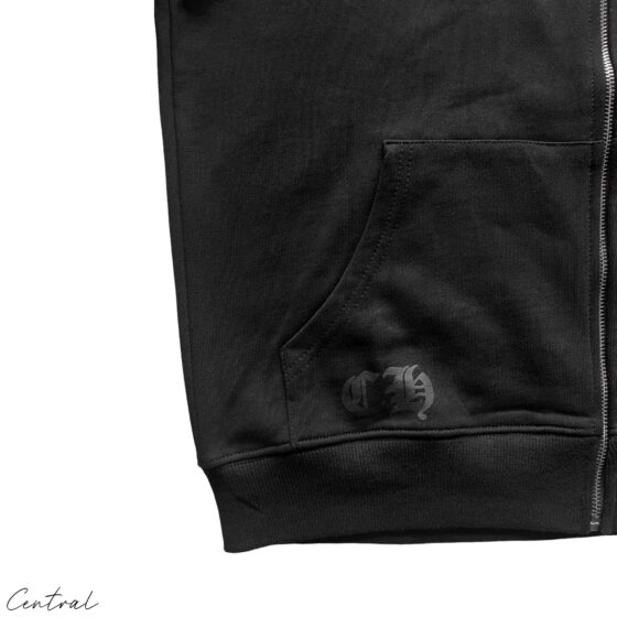 Central ae Chrome Hearts Horseshoe zip-up hoodie featuring a bold graphic design and comfortable fit.