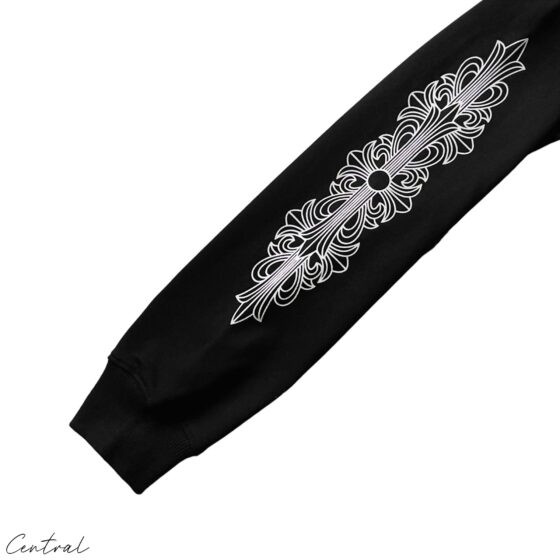 Chrome Hearts Horseshoe Zip Up Hoodie in black featuring a horseshoe graphic and zip front design from Central ae.