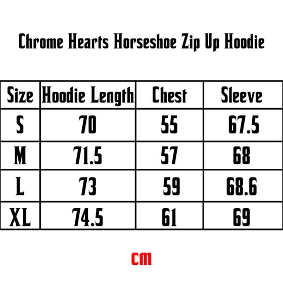Chrome Hearts Horseshoe Zip Up Hoodie in black with distinctive horseshoe design and zip closure, displayed on a neutral background.