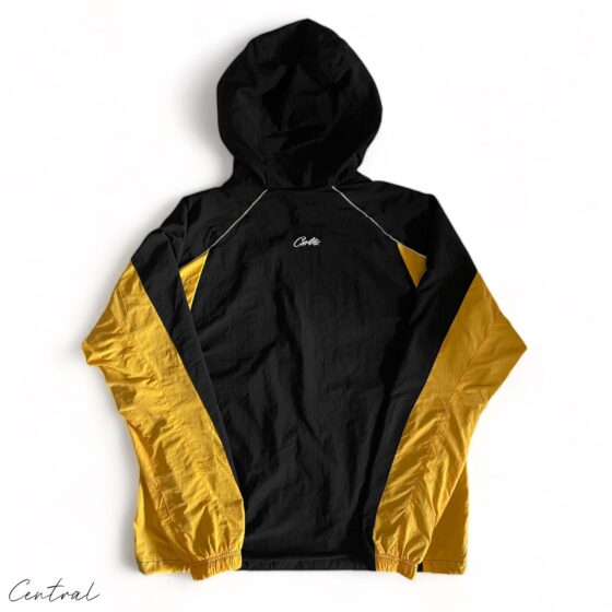 Black and yellow Corteiz hoodie by Central ae, featuring a stylish spring design and comfortable fit.