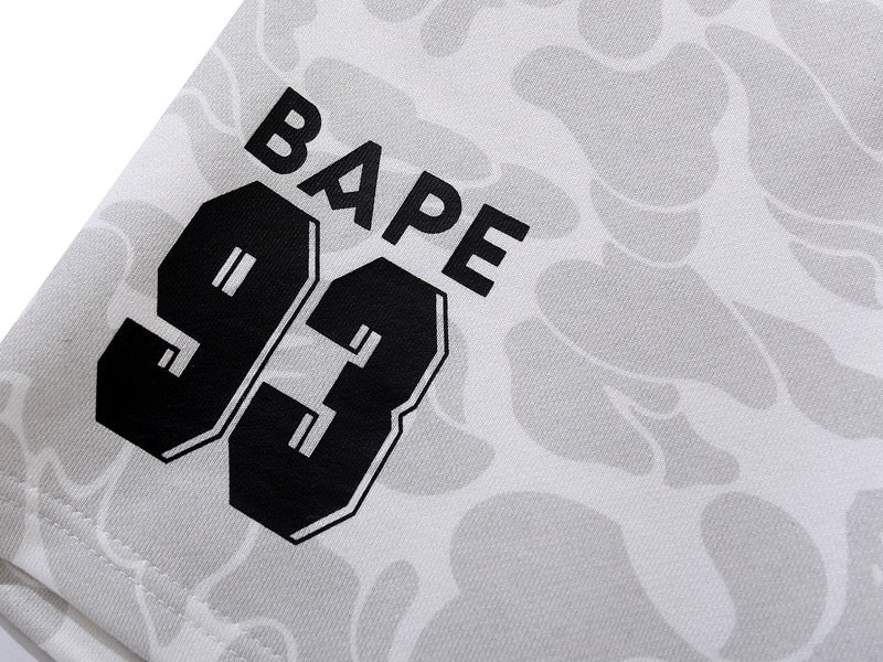 BAPE x Inter Miami white camo shorts featuring a unique design, perfect for casual summer wear.