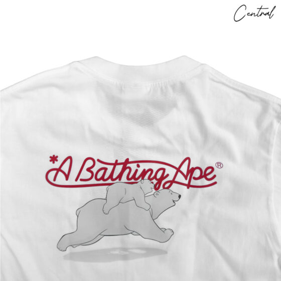 BAPE x Coca-Cola white tee featuring a graphic of the iconic Ape Head logo on the front.