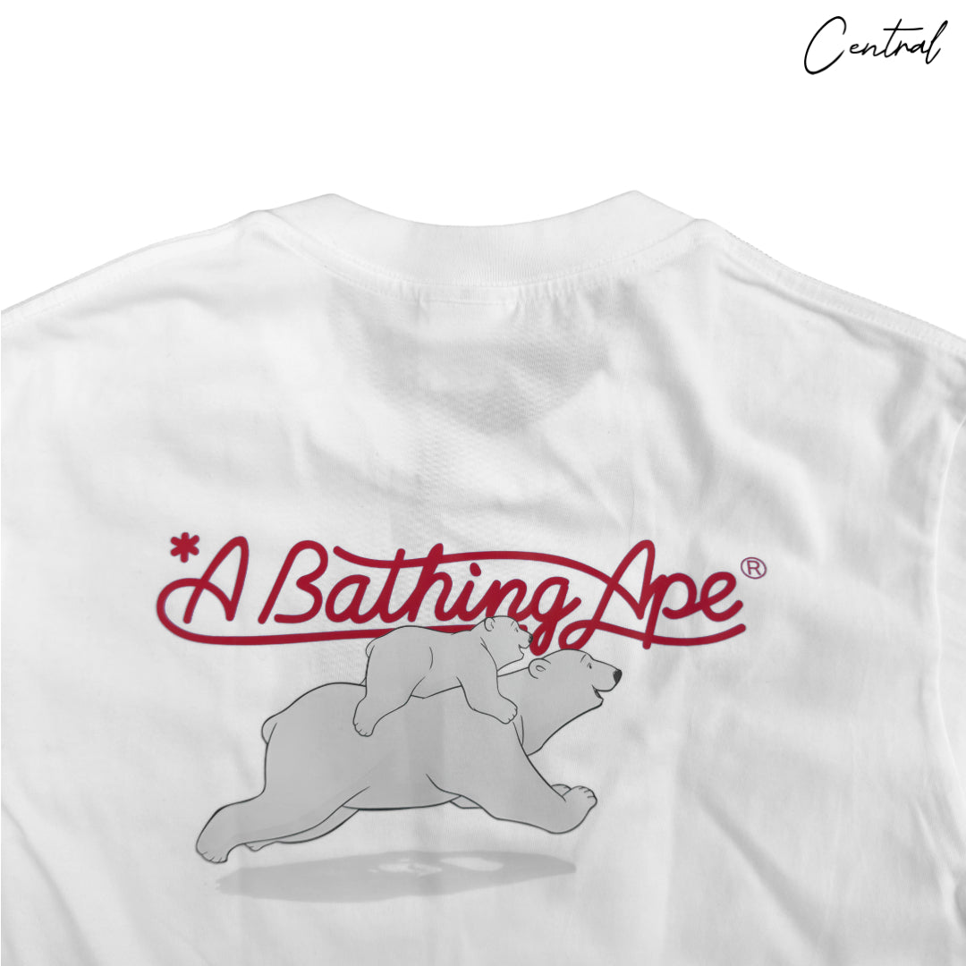 BAPE x Coca-Cola white tee featuring a graphic of the iconic Ape Head logo on the front.