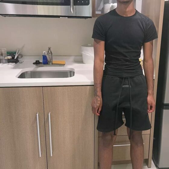 Essential black shorts from CENTRAL AE, featuring a relaxed fit and lightweight fabric for comfortable wear.