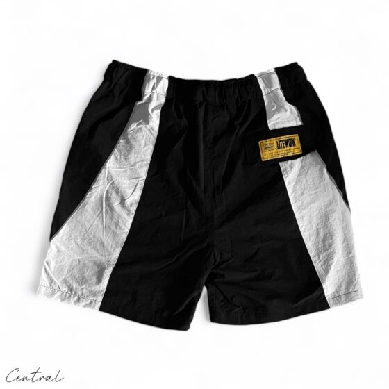 Corteiz black and white spring shorts by Central ae, featuring a relaxed fit and stylish design for casual wear.