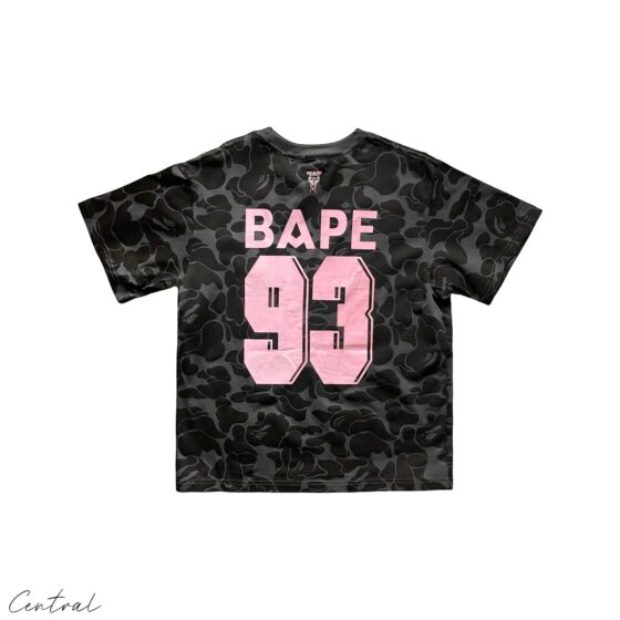 Black BAPE x Inter Miami camo t-shirt featuring a unique camouflage pattern by Central ae.