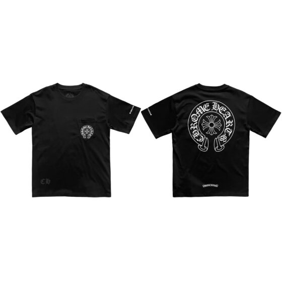Central ae Chrome Hearts Horse Shoe Logo Pocket T-Shirt in black with a prominent logo on the chest pocket.