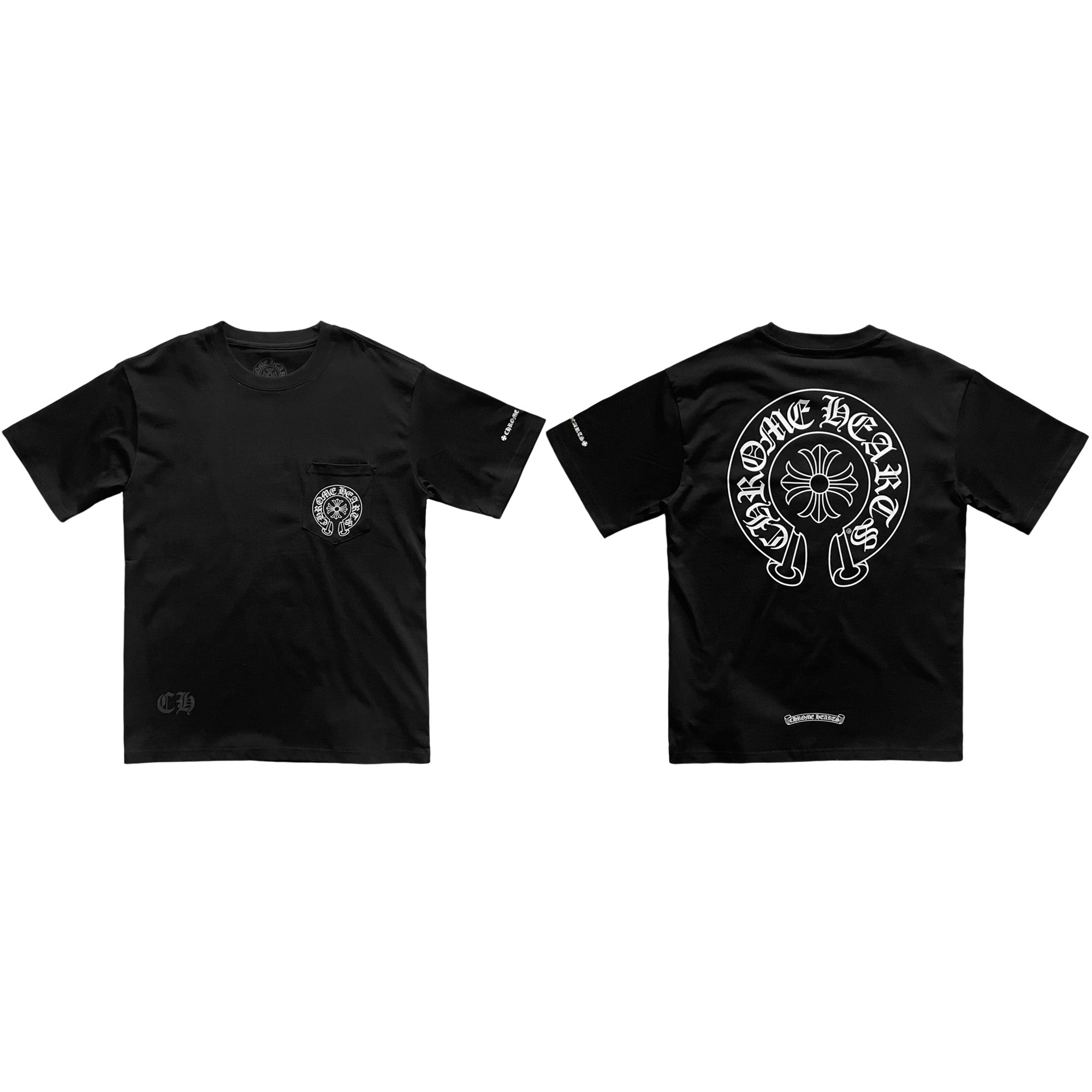 Central ae Chrome Hearts Horse Shoe Logo Pocket T-Shirt in black with a prominent logo on the chest pocket.