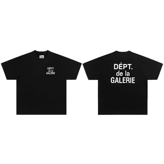Black Gallery Dept. T-shirt by Central ae featuring a unique graphic design on soft cotton fabric.