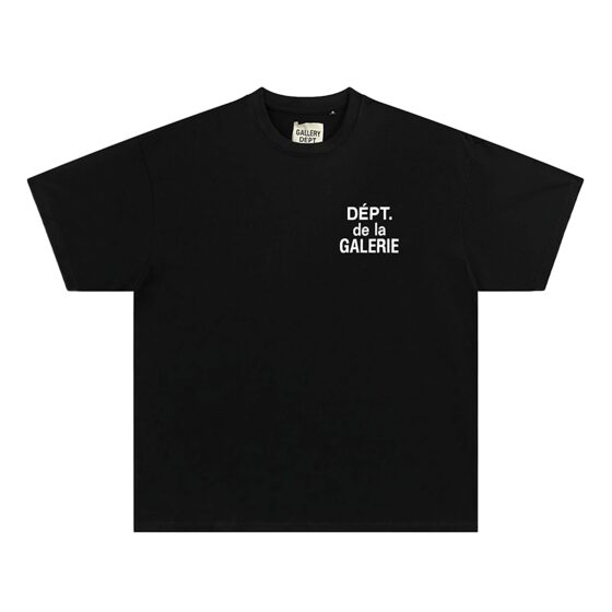 Black Gallery Dept. T-shirt from Central ae featuring a minimalist design and relaxed fit, displayed on a neutral background.