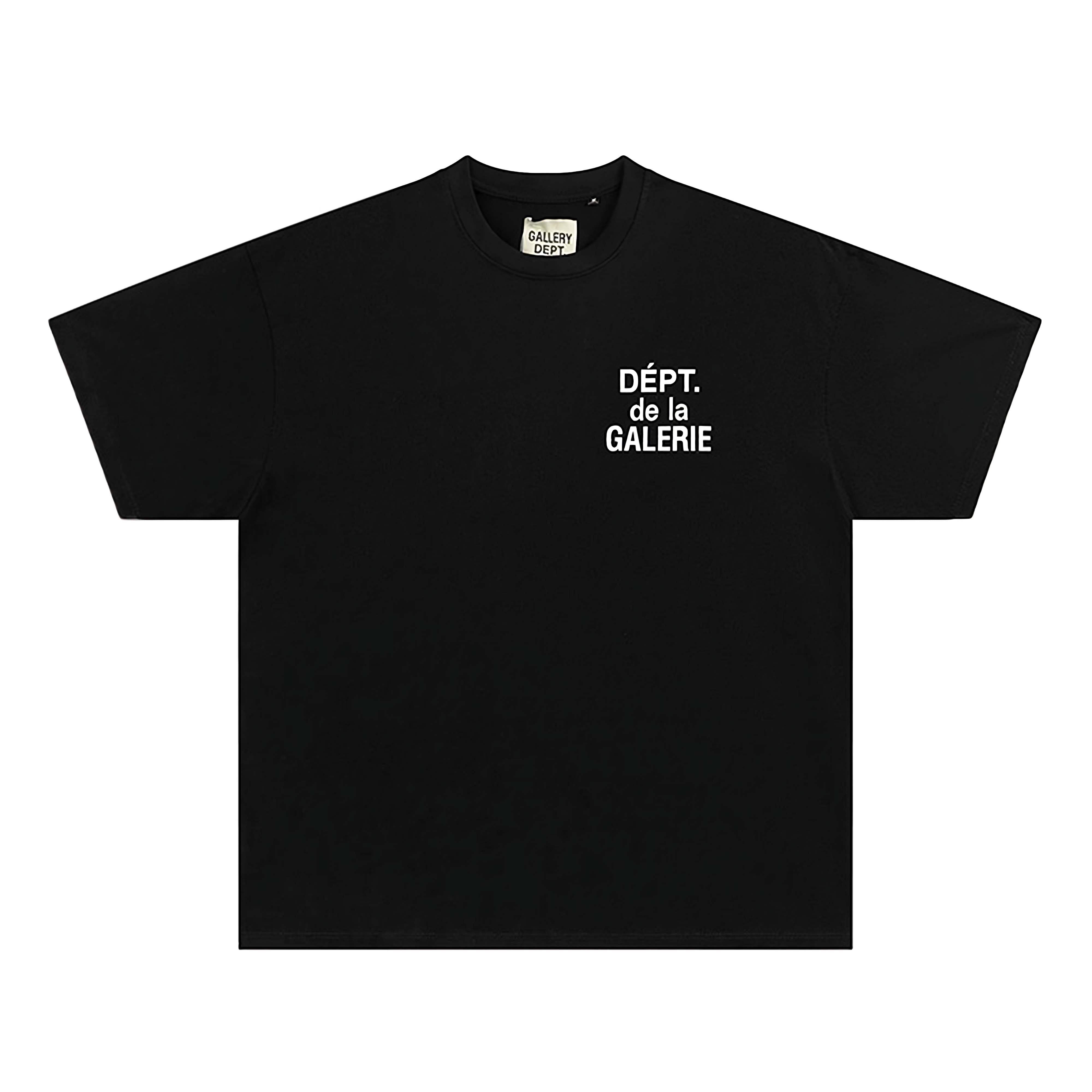 Black Gallery Dept. T-shirt from Central ae featuring a minimalist design and relaxed fit, displayed on a neutral background.