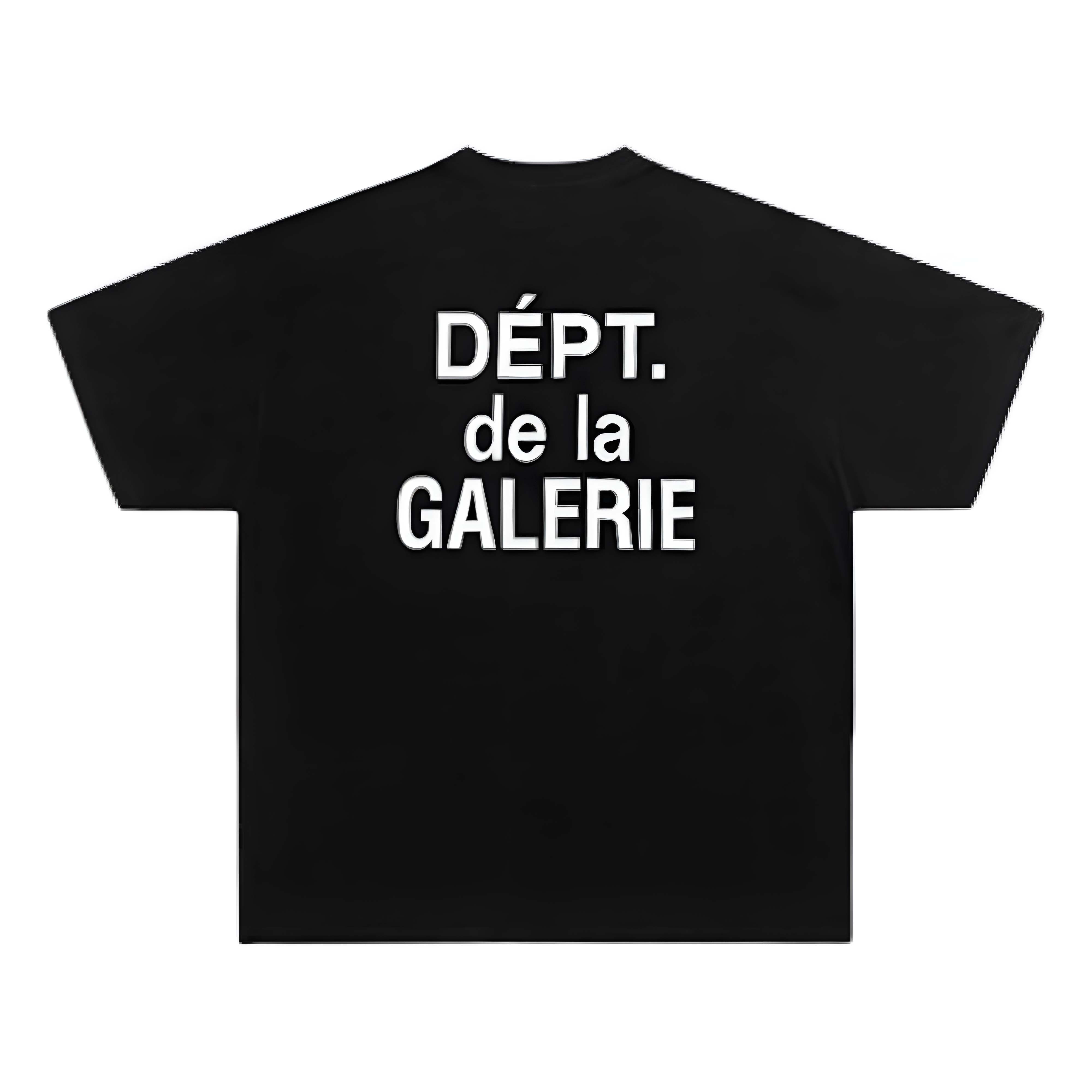 Black Gallery Dept. T-shirt featuring unique graphic design by Central ae, displayed on a neutral background.