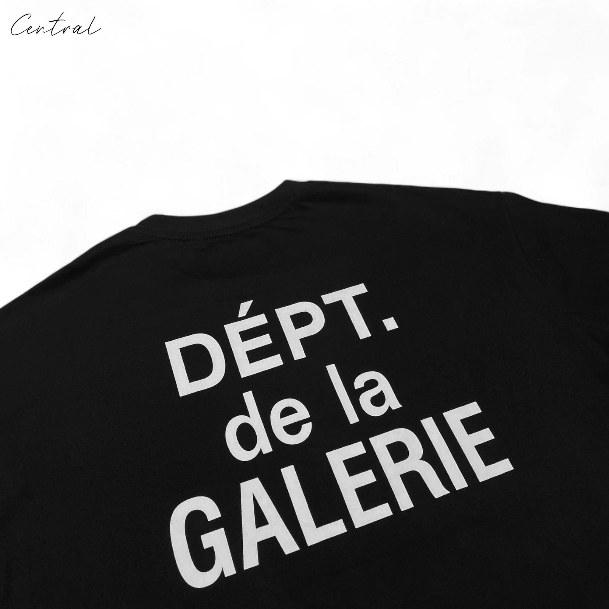 Gallery Dept. black T-shirt featuring unique graphic design from Central ae displayed on a plain background.