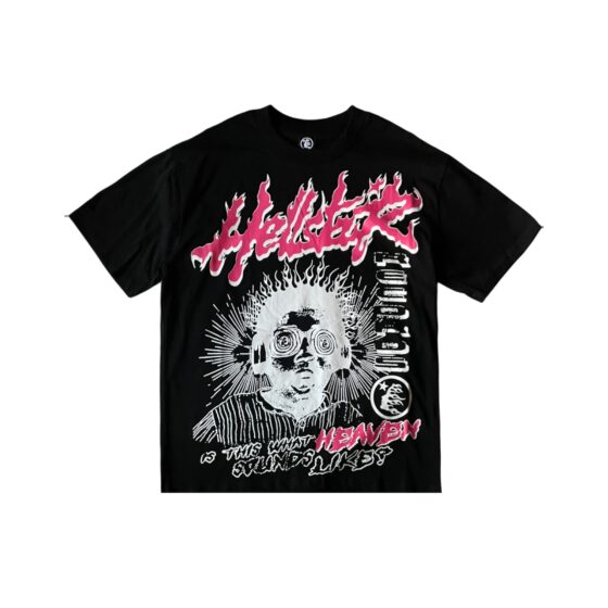Black t-shirt featuring "Heaven Sounds Like" design by Hellstar Records from Central ae.