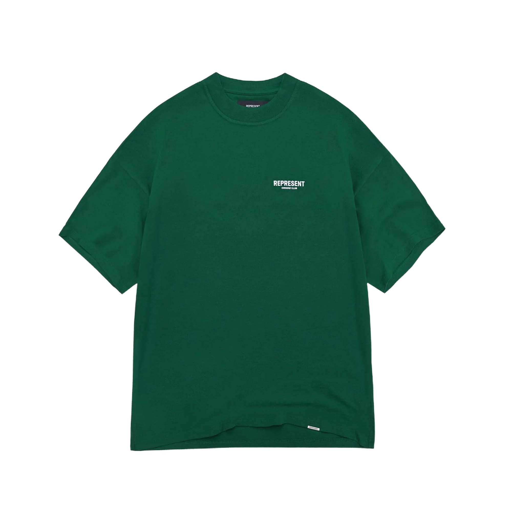 Racing Green REPRESENT OWNERS CLUB T-shirt featuring a classic fit and logo design on soft fabric.