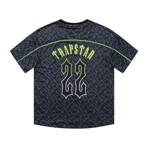Trapstar Monogram Jersey T-shirt in black and lime, featuring a stylish design and comfortable fit.