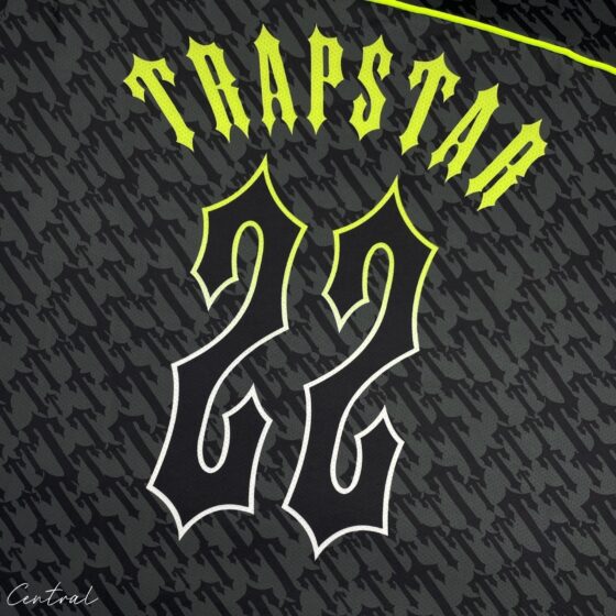 Trapstar Monogram Jersey T-shirt in black and lime with a stylish logo design, featuring a comfortable fit.