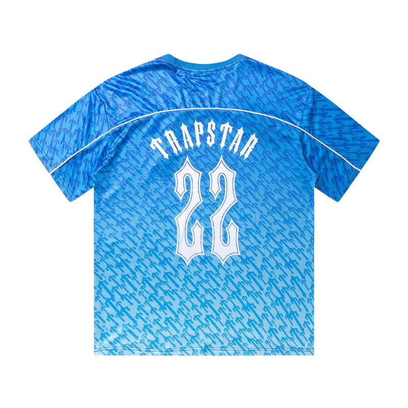Ice blue Trapstar monogram jersey t-shirt featuring a stylish design and comfortable fit.