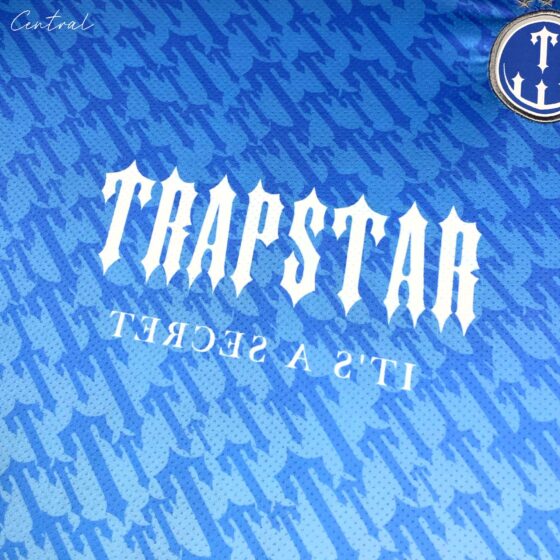 Ice blue Trapstar monogram jersey t-shirt featuring a stylish design and comfortable fit.