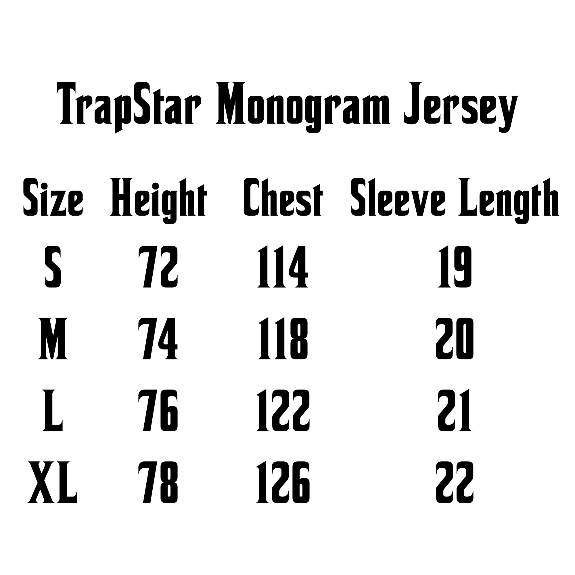 Red gradient Trapstar Monogram jersey t-shirt featuring bold branding on a soft fabric.