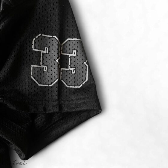 Chrome Hearts mesh stadium jersey set featuring a t-shirt and shorts in a stylish design by Central ae.