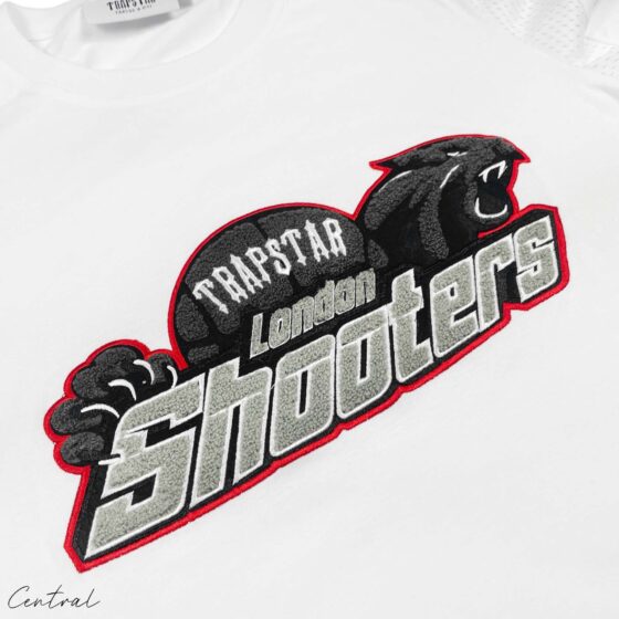 Trapstar Shooters short set featuring a stylish t-shirt and shorts in a vibrant design by Central AE.