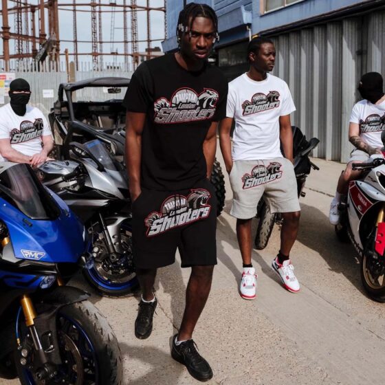 Trapstar Shooters short set featuring a stylish t-shirt and shorts in a modern design by Central AE.