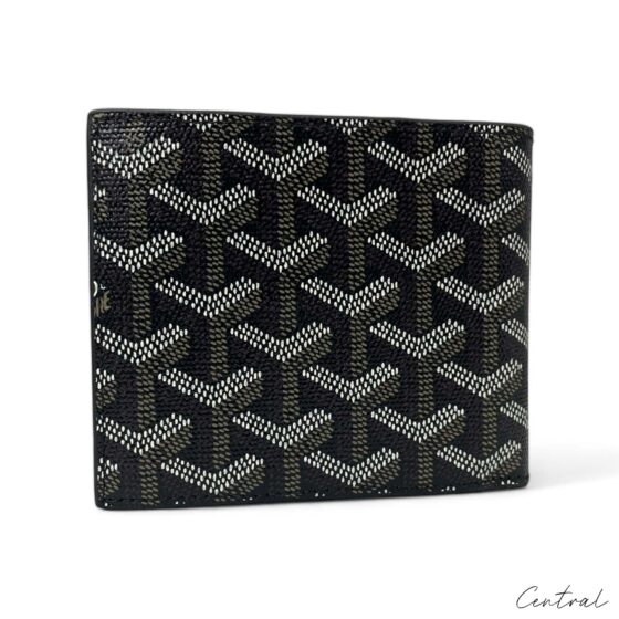 Black Goyard wallet by Central ae, featuring the signature logo and sleek design, displayed against a neutral background.