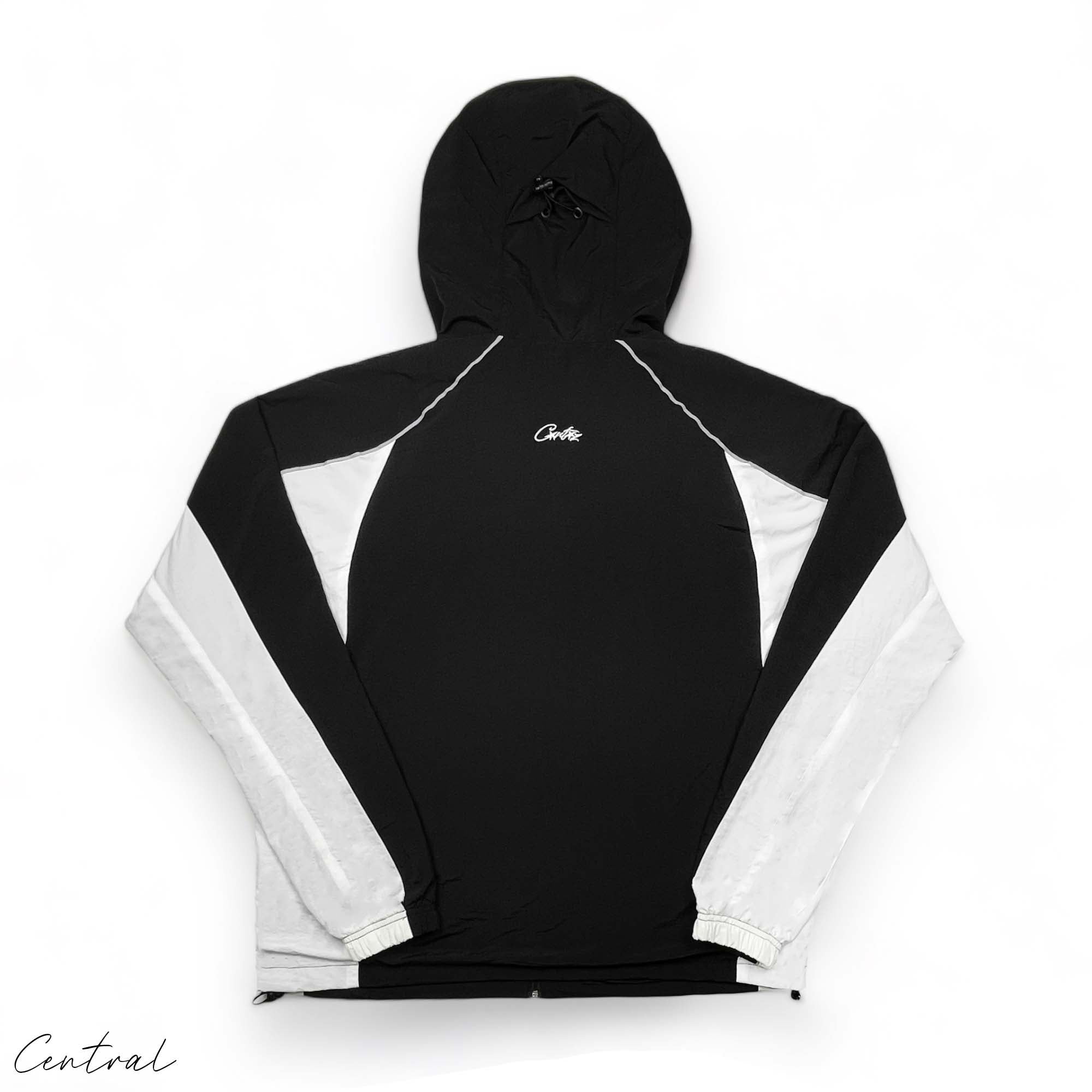 Corteiz black spring hoodie featuring a sleek design and adjustable drawstring hood for a stylish, comfortable fit.