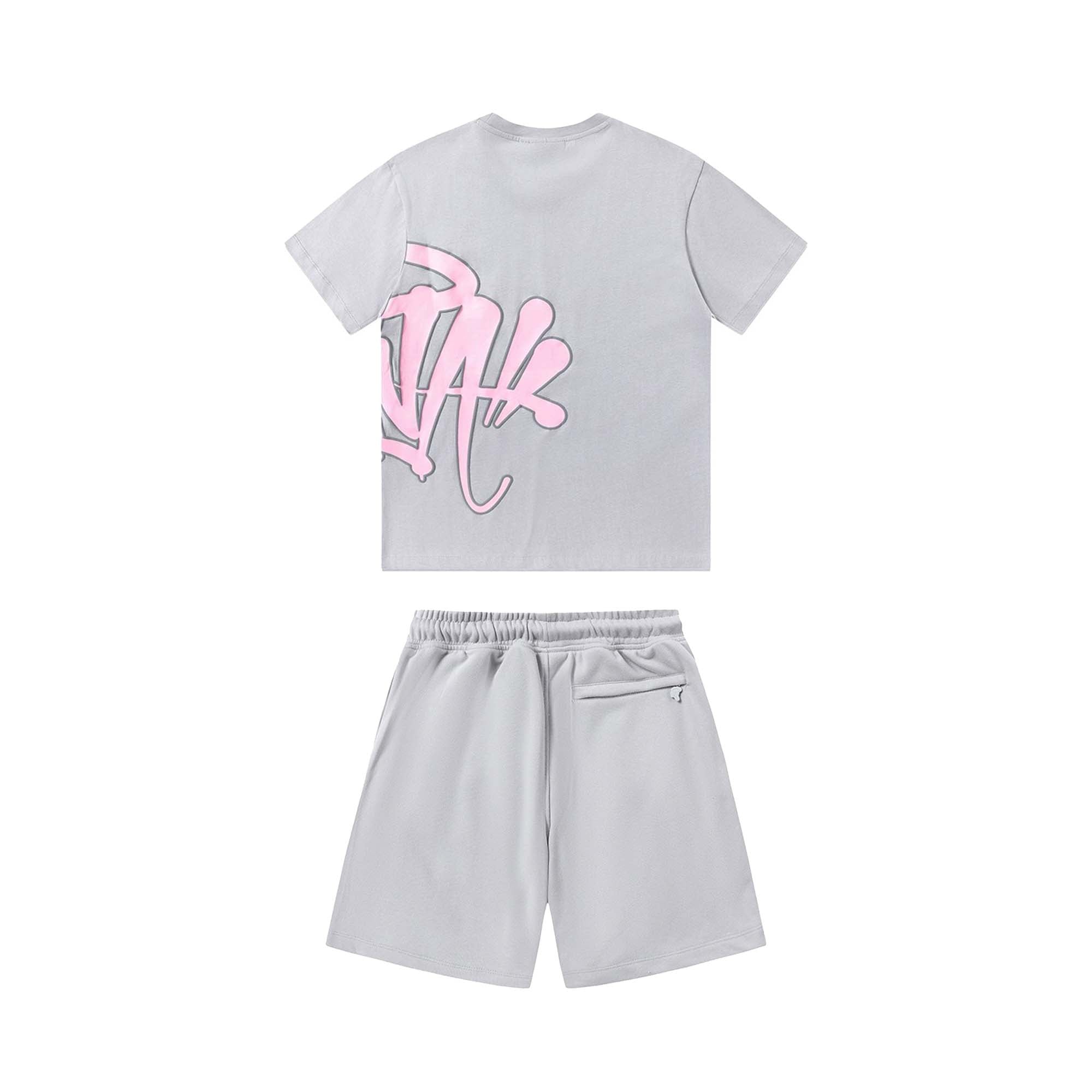 Gray and pink Syna World short set featuring a stylish T-shirt and comfortable shorts by Closed.