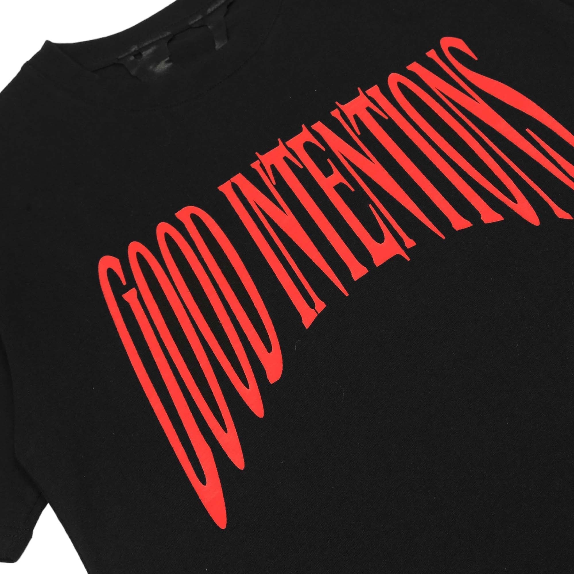 Black Nav x Vlone Good Intentions Tee featuring bold graphic design on a classic t-shirt silhouette.
