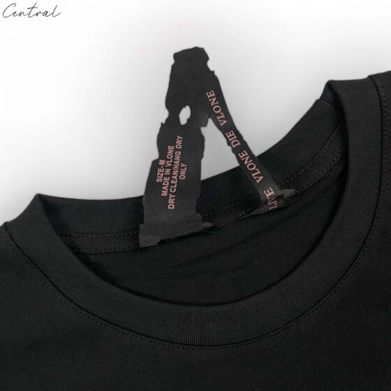 Black Nav x Vlone Good Intentions T-shirt featuring bold graphics and a relaxed fit.