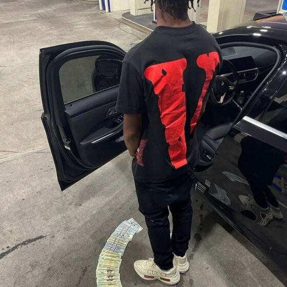 Black Nav x Vlone Good Intentions T-shirt featuring unique graphic design and relaxed fit.