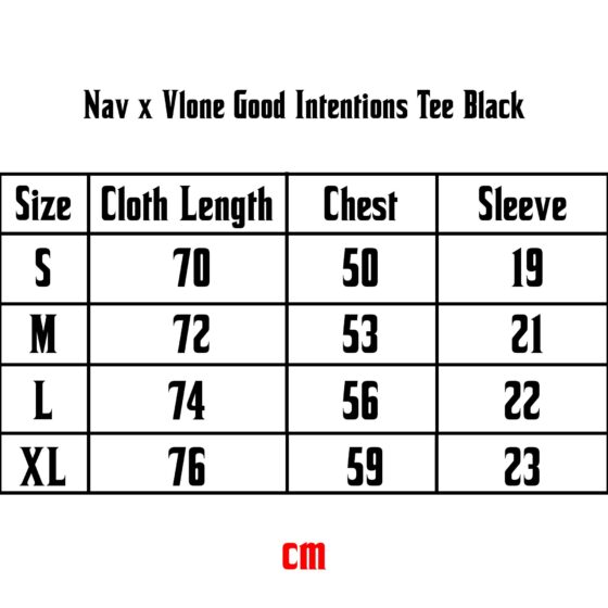 Black Nav x Vlone Good Intentions T-shirt featuring a bold graphic design and relaxed fit.