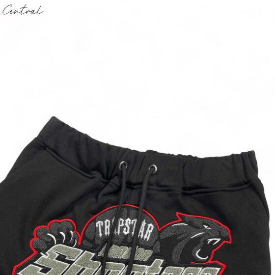 Black and red Trapstar shooters short set featuring a stylish t-shirt and matching shorts.